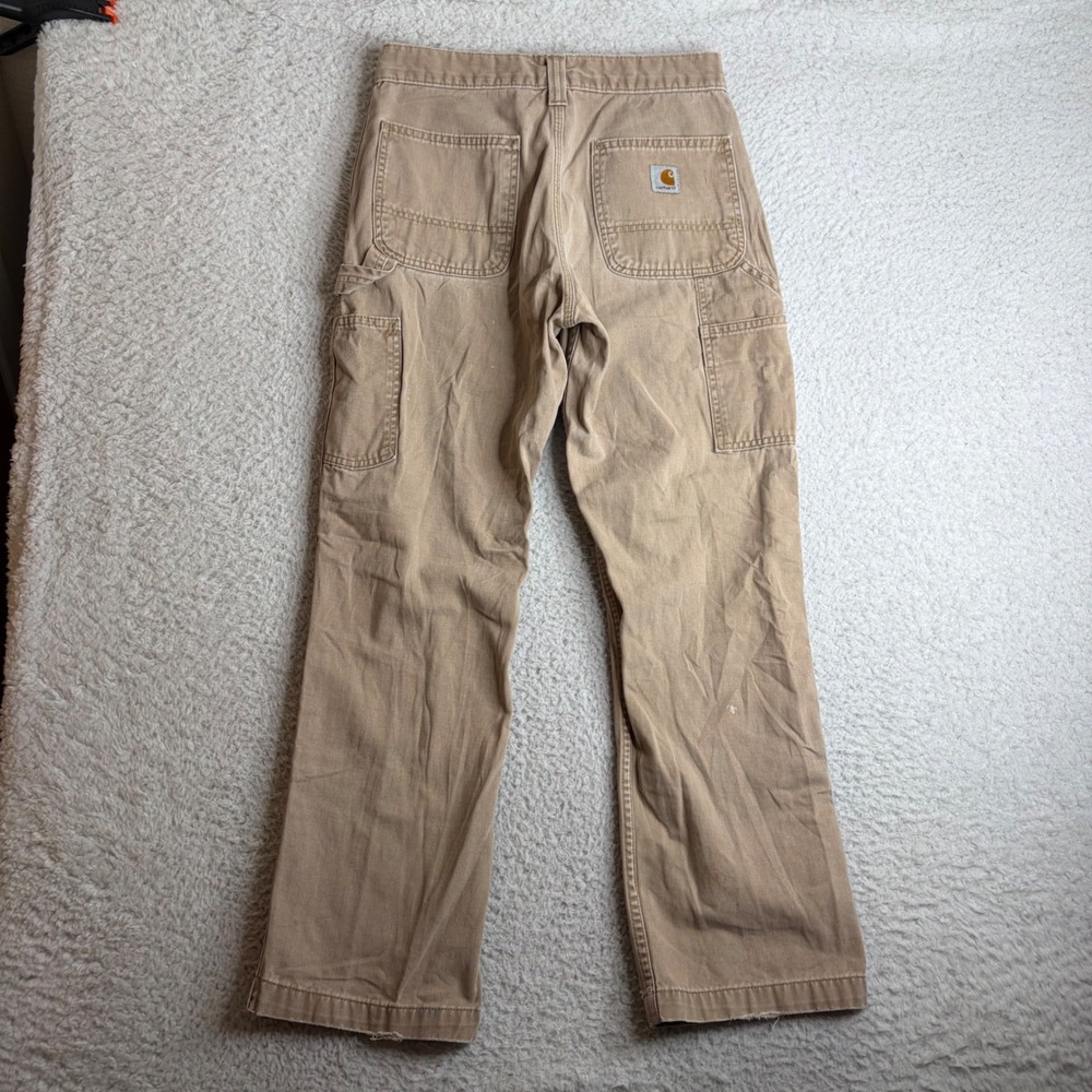 Carhartt Tan Duck Canvas Carpenter Pants Distressed Workwear 28x28